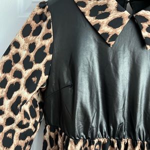 2xl leopard faux leather dress